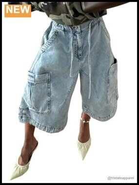 Baggy Cargo Jeans Camo Wide Leg Denim Pants Army Fatigue Trousers